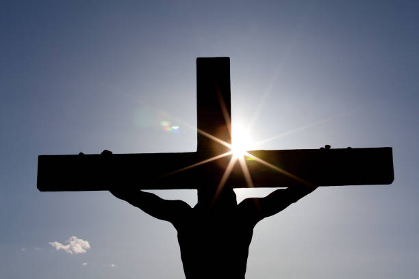 A silhouette of Christ on the cross. Easter theme. 
