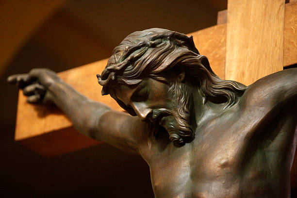 A model of Jesus on the cross to support Jesus resurrection as a foundation of the Christian faith. 